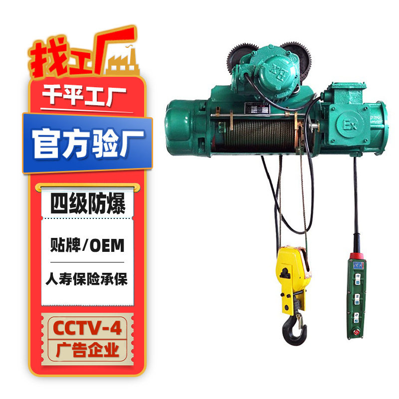 订置BCD防爆钢丝绳葫芦1t-16吨6m-30米单双速固定运行式电动葫芦