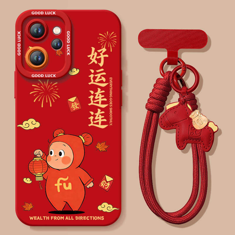 好运星星人适用oppoReno15手机壳Reno14pro套2026马年Rone13新款OPPO硅胶12新年款11防摔Reon10外壳9过年红色 - 封面
