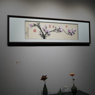 纯手工苏绣精品成品挂画佳禧图新中式 饰画 床头壁画软装 客厅书房装