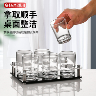 加厚钢化玻璃杯酒吧ktv啤酒杯子套装 八角水杯家用商用二两酒杯架