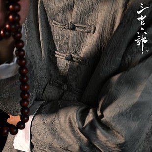三省六部吏部【说卦】中国风极简暗纹提花男士唐装轻薄羽绒服