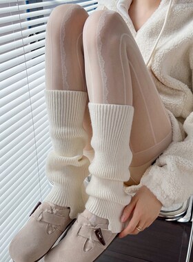 秋冬灰色袜套女堆堆袜卡其色中筒袜白色小腿袜加厚保暖咖啡色腿套