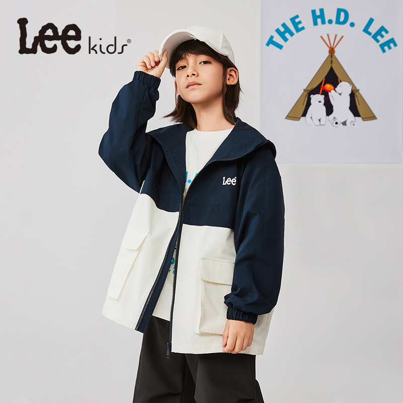 Lee Kids童装冲锋衣秋季男女童休闲简约百搭中大儿童防水外套