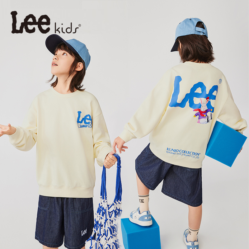 Lee Kids秋季儿童套头卫衣男女童圆领卫衣时尚秋装休闲上衣