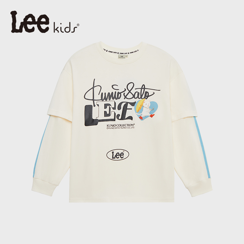 Lee Kids儿童套头卫衣男女童圆领卫衣假两件秋装休闲上衣