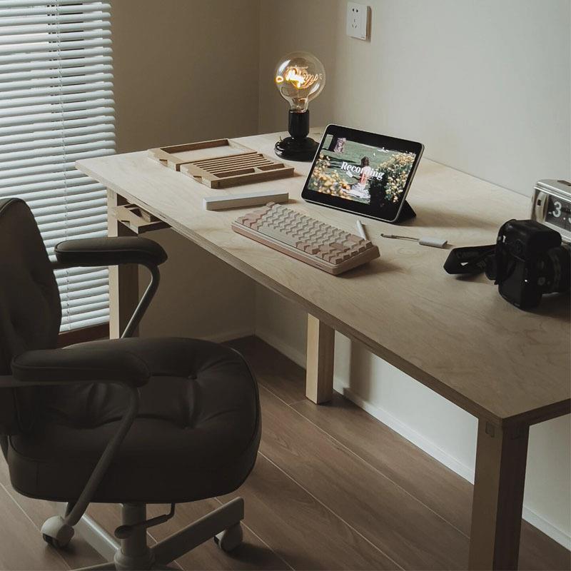 全实木家用办公电脑桌双人学生学习写字桌客厅长条桌工作台大书桌