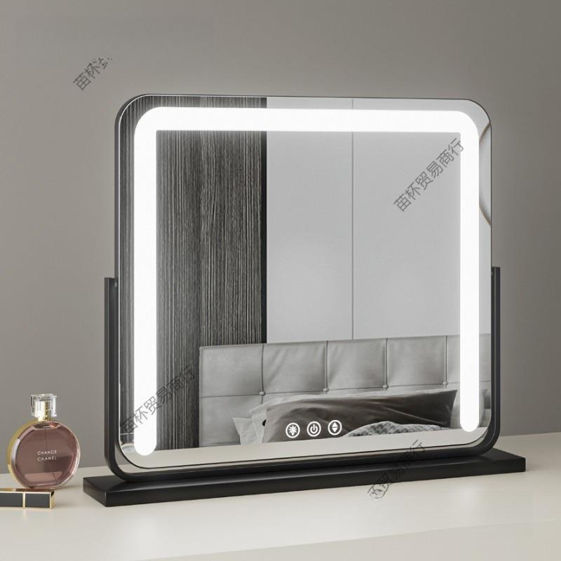 轻奢光大号网红台镜带灯卧室补美妆镜子梳妆镜化妆镜台式桌面