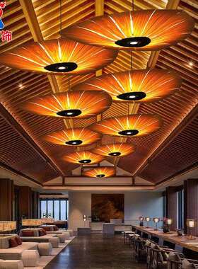 非标木艺东南亚风格创意镂空装饰新中式餐厅火锅店民宿茶吧吊灯