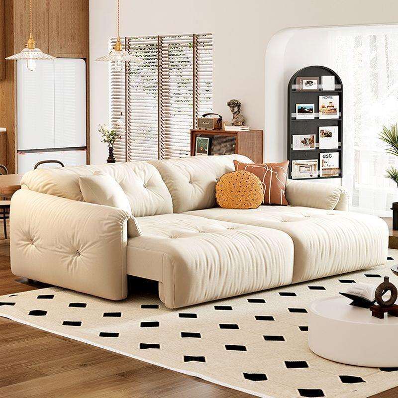 奶油风电动伸缩沙发可躺卧现代简约客厅云朵布艺懒人多功能沙发床