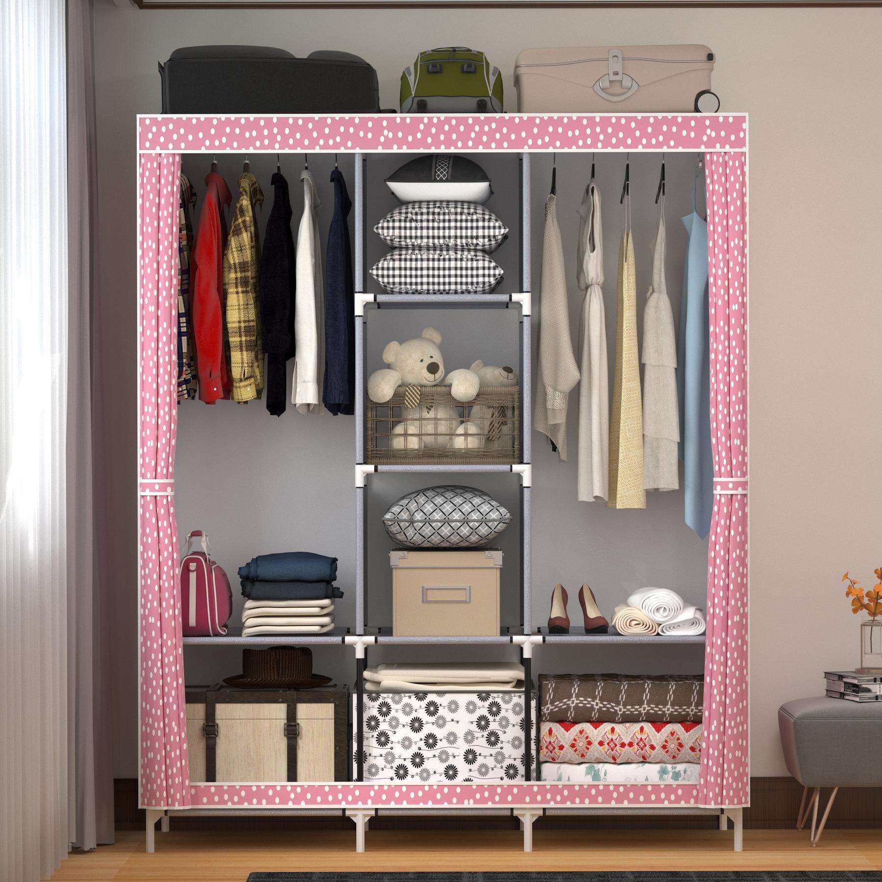 简易衣柜加粗加固钢管无纺布衣柜简约经济型组装收纳衣橱柜子,3C数码配件,USB灯,淘宝优惠券,粉丝福利购,淘宝优惠卷