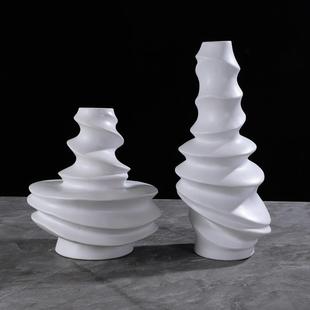 创意北欧黑白软装螺纹陶瓷花器花瓶 极简软装家居样板房摆件