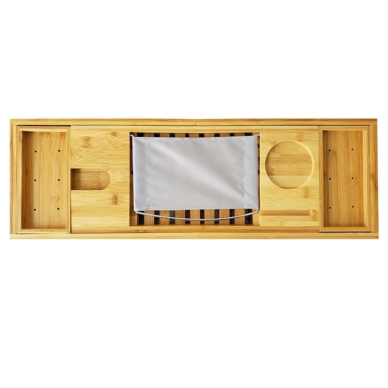 竹制浴缸架浴室红酒浴缸伸缩多功能卫生间收纳置物架（现货）