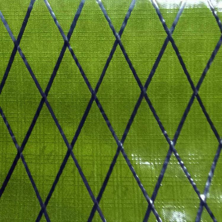 大力马粗苯布料三线格防水夹高强丝面料菱形网pvc夹网布