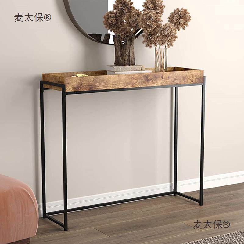 复古实木入户玄关桌客厅厨房餐边桌简约边几窄架子条案靠墙麦太保