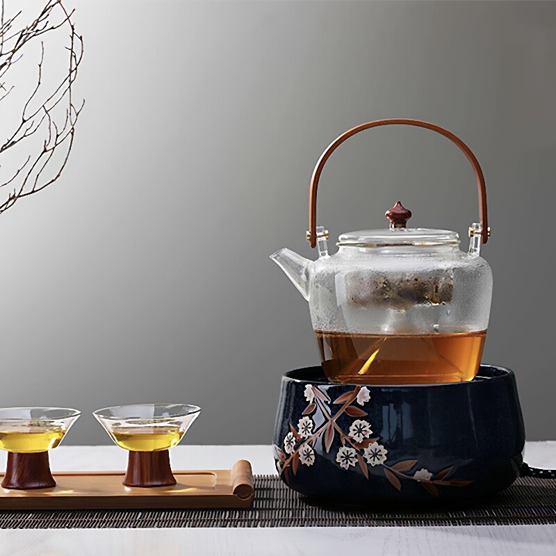天久璃匠1000ml耐热玻璃茶具煮水壶茶壶蒸提梁壶电陶炉可用高硼硅