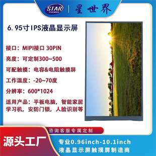 6.95IPS全视角600 1024分辨率MIPI30P转接TFT液晶显示器显示屏LCD