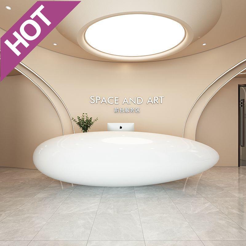 zsr前台烤漆公司院吧台收银台异形接待台桌时尚简约家具