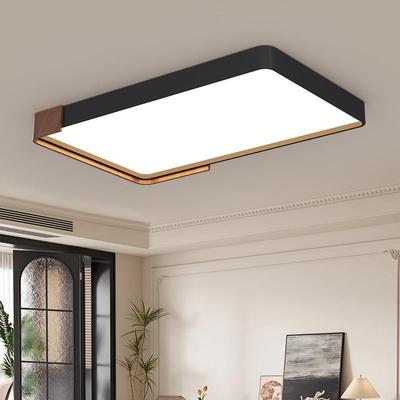 中古风客厅吸顶灯胡桃木纹现代简约大厅主灯全光谱护眼主卧室灯具