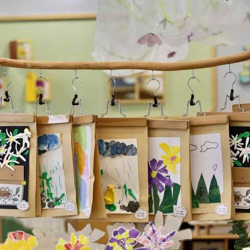 幼儿园环创美工区作品展示架吊饰干树枝装饰美术作品挂架置物架