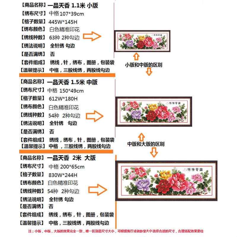 寓意好的十字绣2024新款线绣挂画丝线花开富贵客厅牡丹花新版大幅