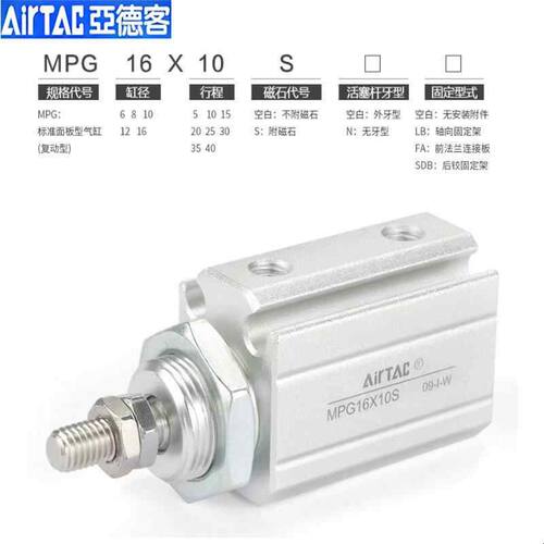 MPG6X20S 8X10 12X5/16XX10X15X25X30X35X40面板型气缸微型