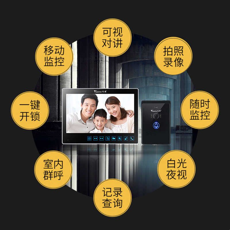 天图智能可视门铃家用别墅有线彩色高清视频监控门口对讲电子门禁图片