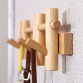 实木挂钩进门入户墙壁衣帽钩玄关卧室墙上挂衣架门后收纳木质挂架