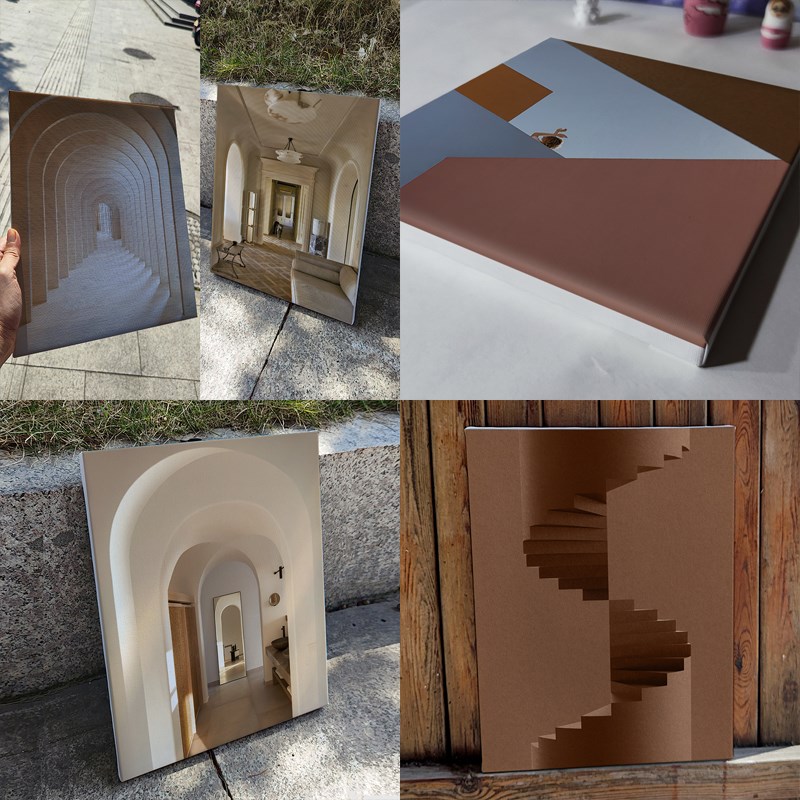 现代简约建筑美感装饰无框画空间延展装帆布画艺术餐厅唯美绷布画图片