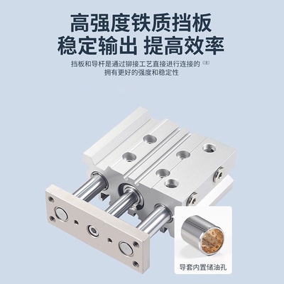 SMC三轴三杆气缸MGPL12/16/20/25/32/40/50/63/80/100-20-25-50Z