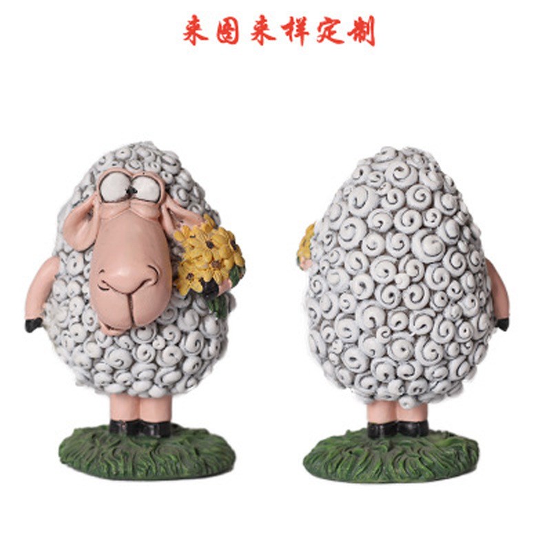 速发树脂工艺品厂家创动绵羊雕像意物花园摆件景观装饰品