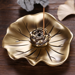 速发步氏堂 仿家荷叶莲花香插线香炉古用室内檀香炉非纯铜插香线