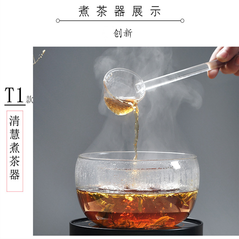 速发凤弈高硼硅玻璃中式煮茶碗复古长柄勺煮茶器茶室泡茶勺子套装