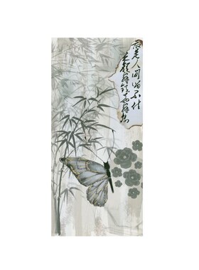 速发网红打卡拍照区茶室新中式墙面摆件布置氛围贴纸装饰复古蝴蝶