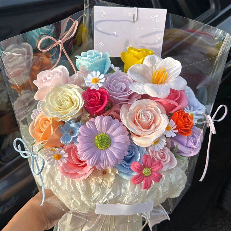 速发永生花多巴胺玫瑰仿真香皂花成品束送朋友闺蜜生日礼物圣诞节