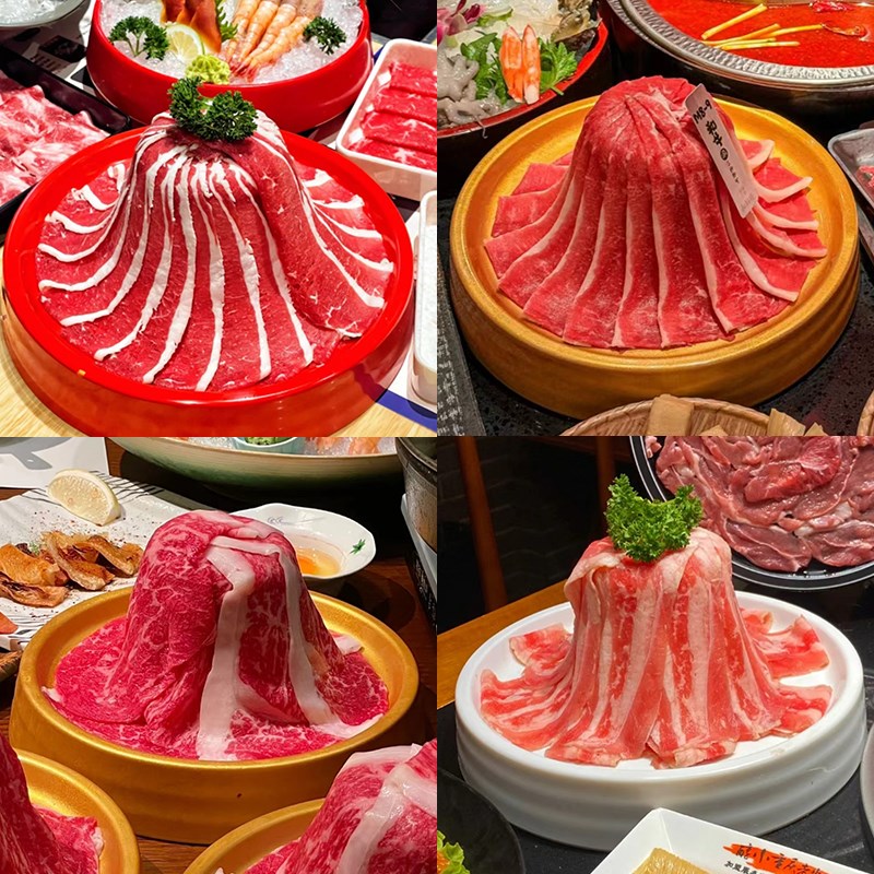 速发一绪和色寿喜烧雪花肥牛肉瀑布鼎创意烤涮火锅店餐具特牛肉肉