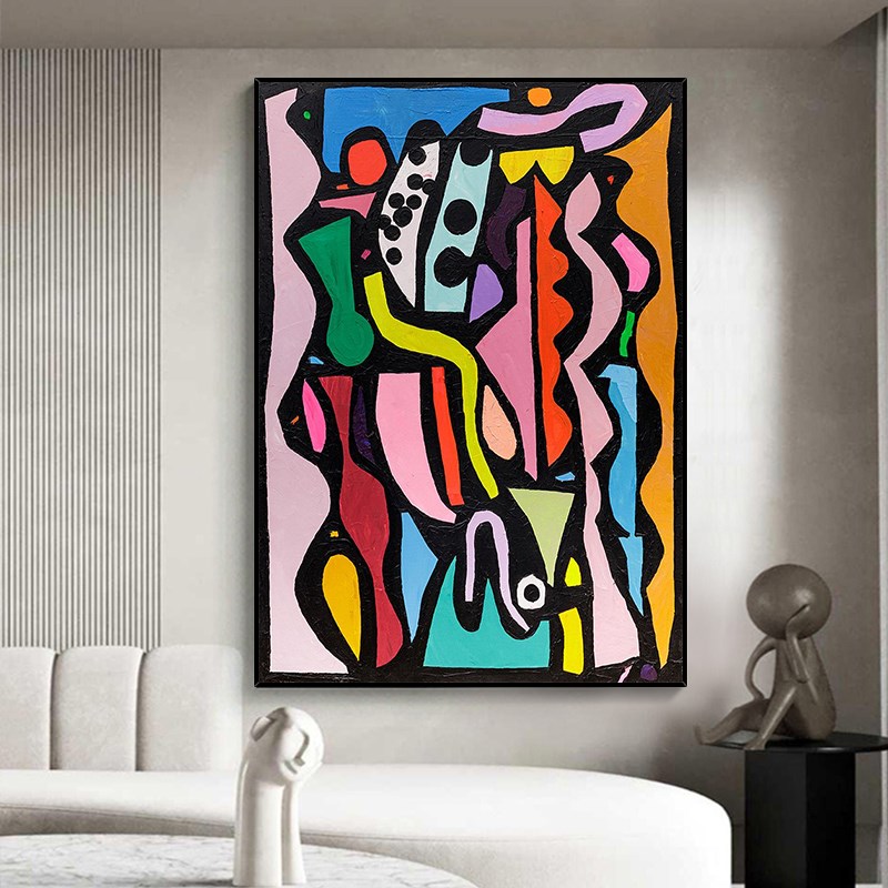 速发otrt手绘油画《舞曲》抽象玄关背景墙装饰画客厅挂画几何画
