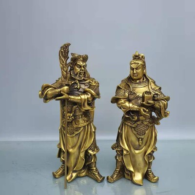 速发纯铜看书关公佛号摆件周仓关平一套文财神关像爷铜二大像供养