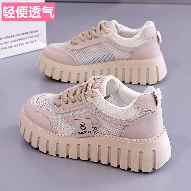 夏季女鞋新款透气镂空网鞋子女韩版百搭厚底运动鞋休闲板鞋小白鞋
