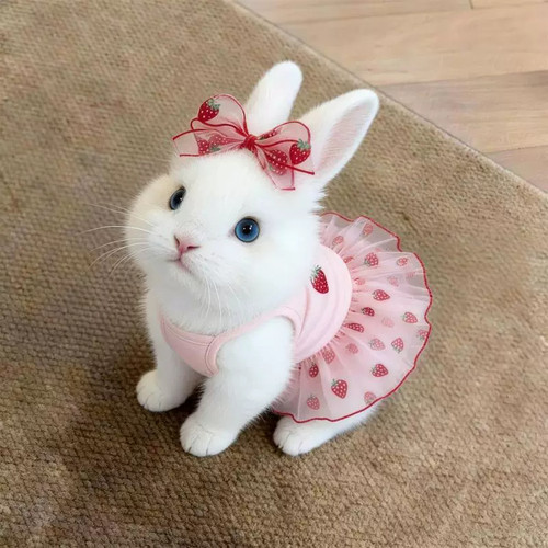 兔子衣服夏季薄款草莓吊带裙透气