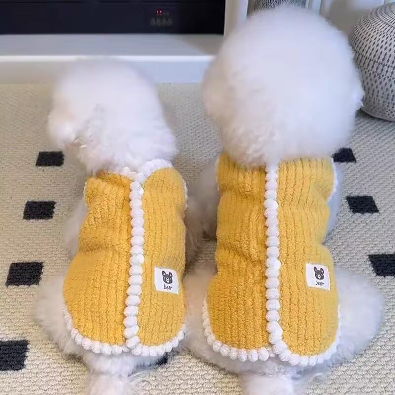 狗狗衣服加绒保暖棉衣背心比熊泰迪猫咪吉娃娃小型幼犬猫加厚开衫