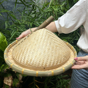 竹编锅盖特色菜罩子甲鱼盖子网红餐厅上桌盖子砂锅竹盖草帽盖装饰
