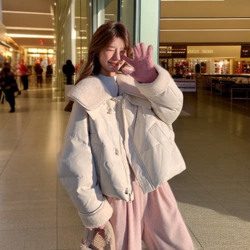 棉袄时尚短款新款韩版棉服减龄小个子2025冬季百搭翻领外套棉衣女