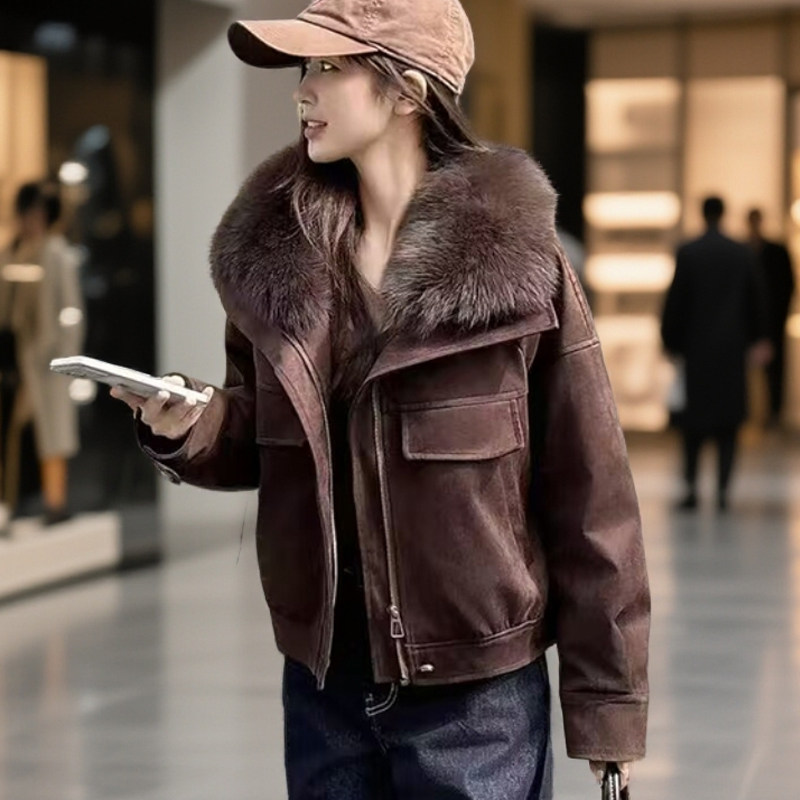 韩版复古大毛领羽绒棉服女2025冬季新款短款显瘦保暖加厚棉衣外套