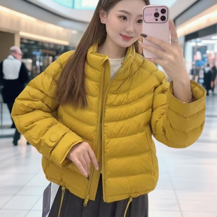 泡芙排骨羽绒服女短款2025冬季新款小个子白鸭绒加厚保暖棉衣外套