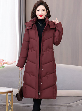 妈妈加厚保暖羽绒棉服2025女士中长款冬季新款大码中老年棉袄外套