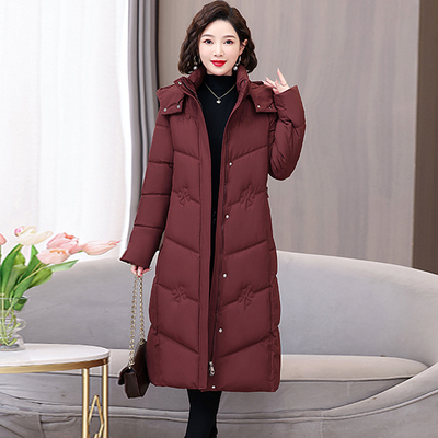 妈妈加厚保暖羽绒棉服2025女士中长款冬季新款大码中老年棉袄外套