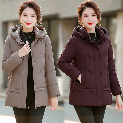 妈妈冬装羽绒棉服2025新款外套中老年女装大码加厚中长款棉袄棉衣