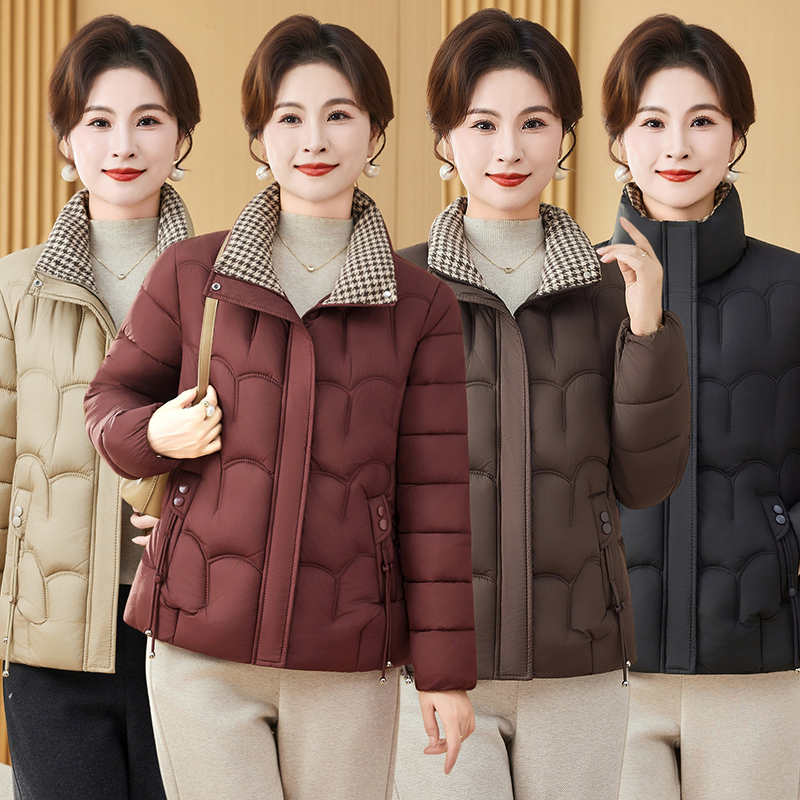 妈妈冬装羽绒棉服短款2025中老年洋气保暖棉袄外套奶奶立领棉衣女