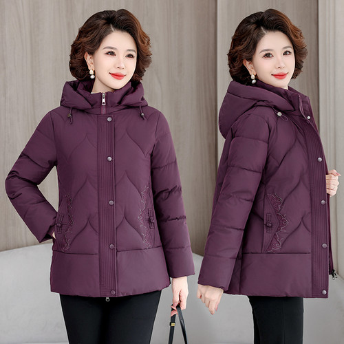 妈妈冬装羽绒棉服洋气2025中老年大码保暖加厚棉袄新款棉衣外套女