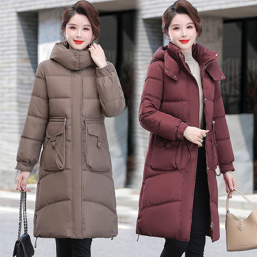 中年妈妈冬装羽绒棉服中长款2025中老年人女加厚大码保暖棉衣外套